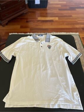 La Mode Senior Masters White Polo Shirt Contrast Collar Men's Short Sleeve XL